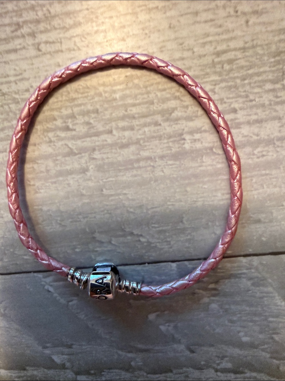 Pandora Pink Braided Kids Bracelet with Silver Logo Clasp
